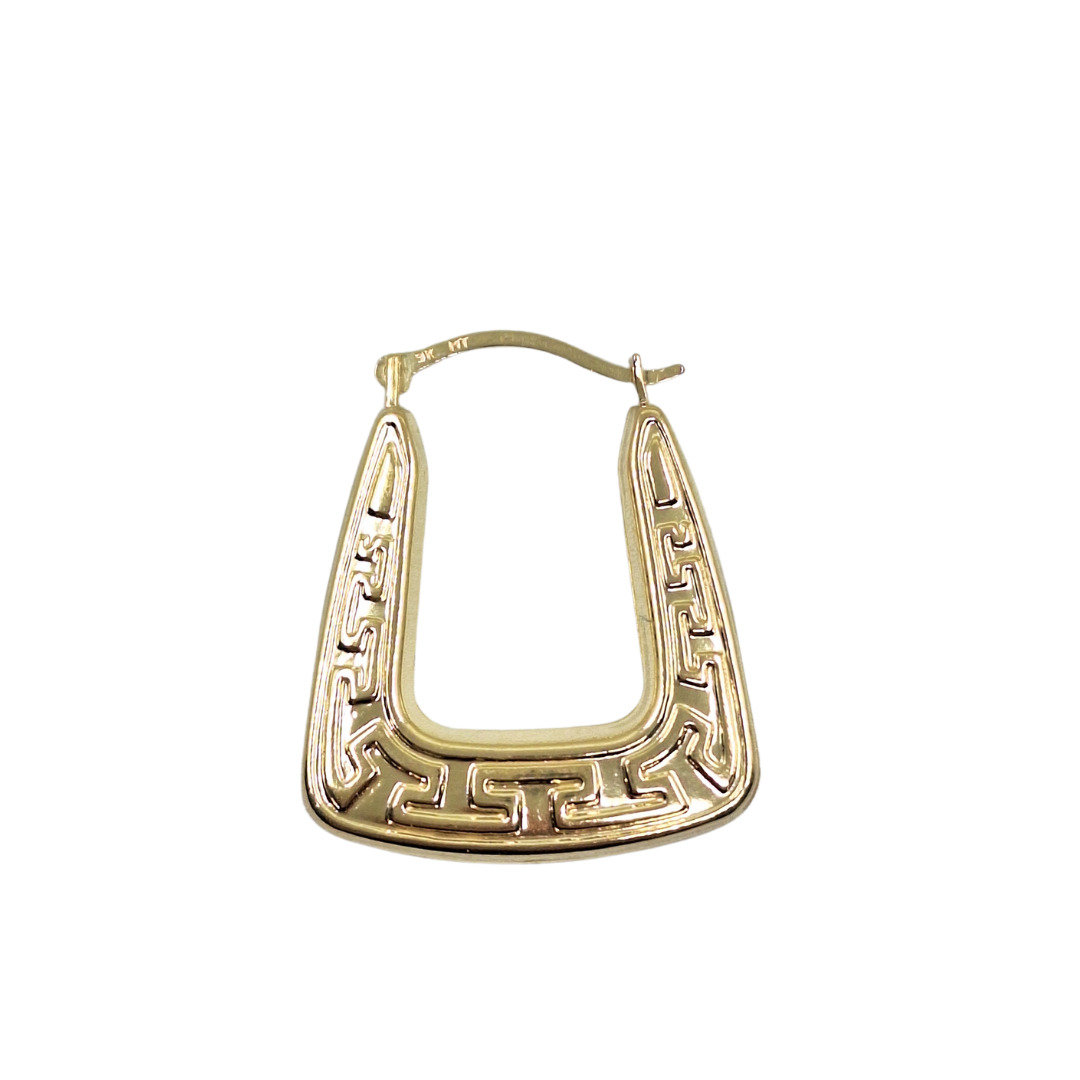 9ct Yellow Gold Greek Key Creole Earrings