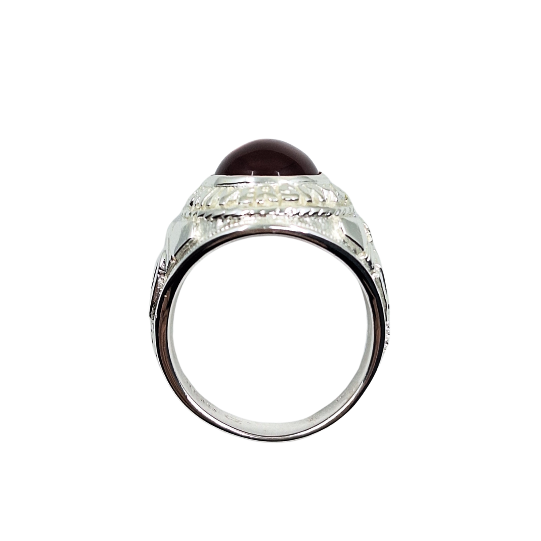 Silver Red Stone College Ring