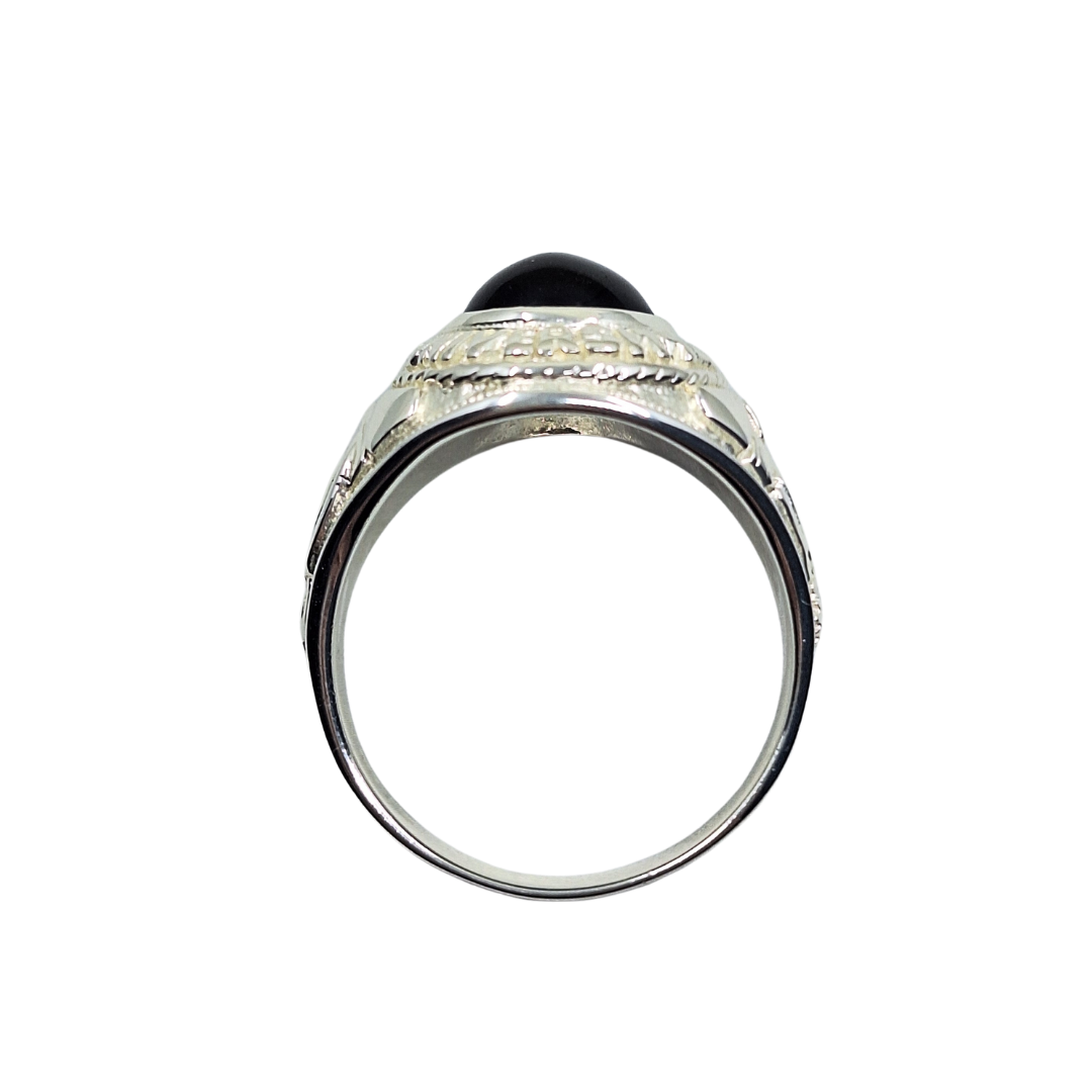 Silver Blue Stone College Ring