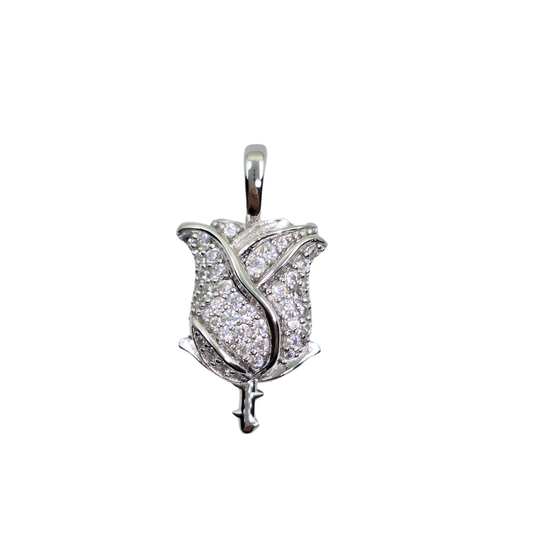 Silver Cubic Zirconia Tulip Pendant