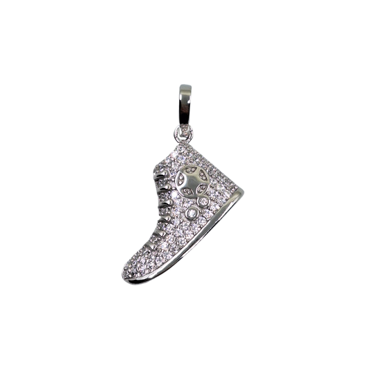 Silver Cubic Zirconia Basketball Trainer Pendant