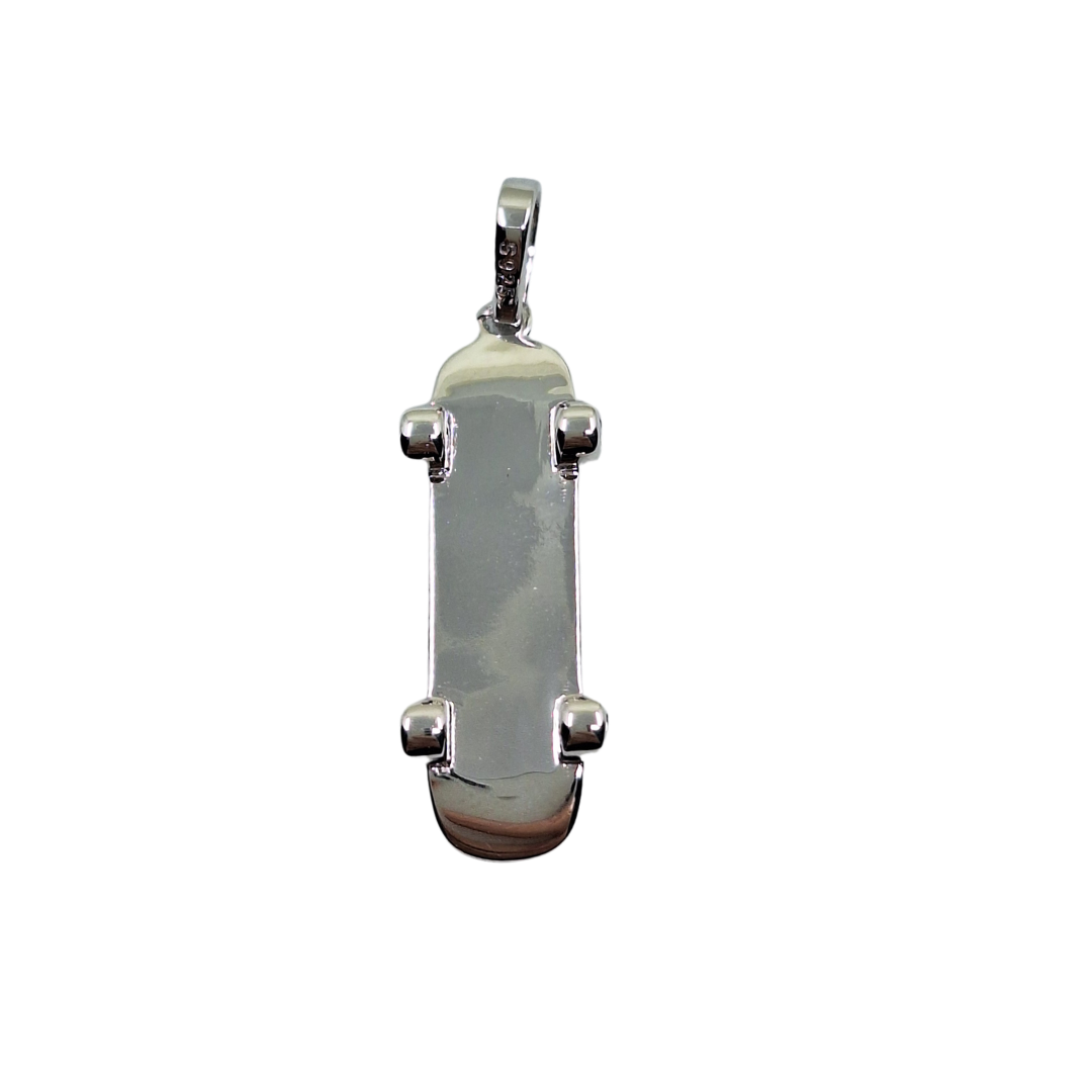Silver Cubic Zirconia Skateboard Pendant