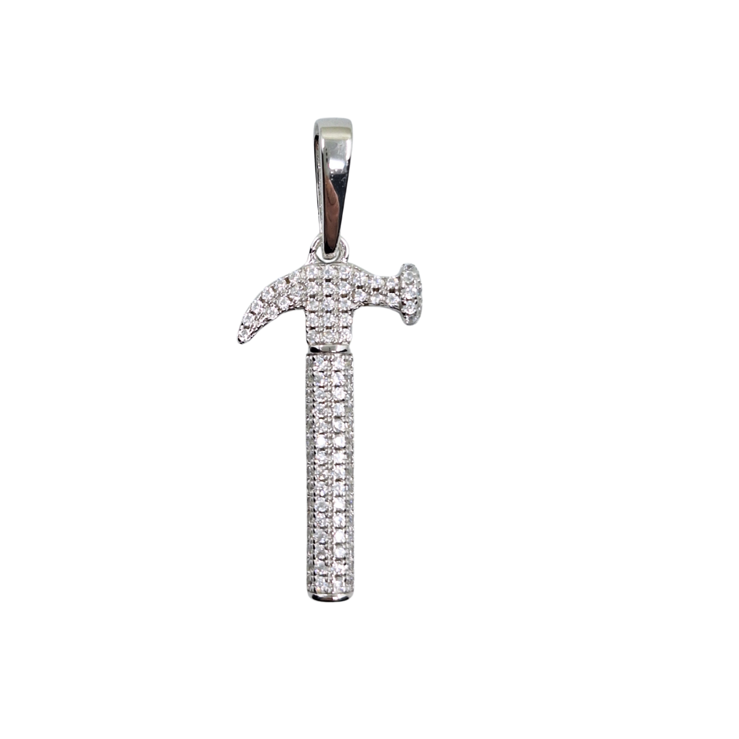 Silver Cubic Zirconia Hammer Pendant
