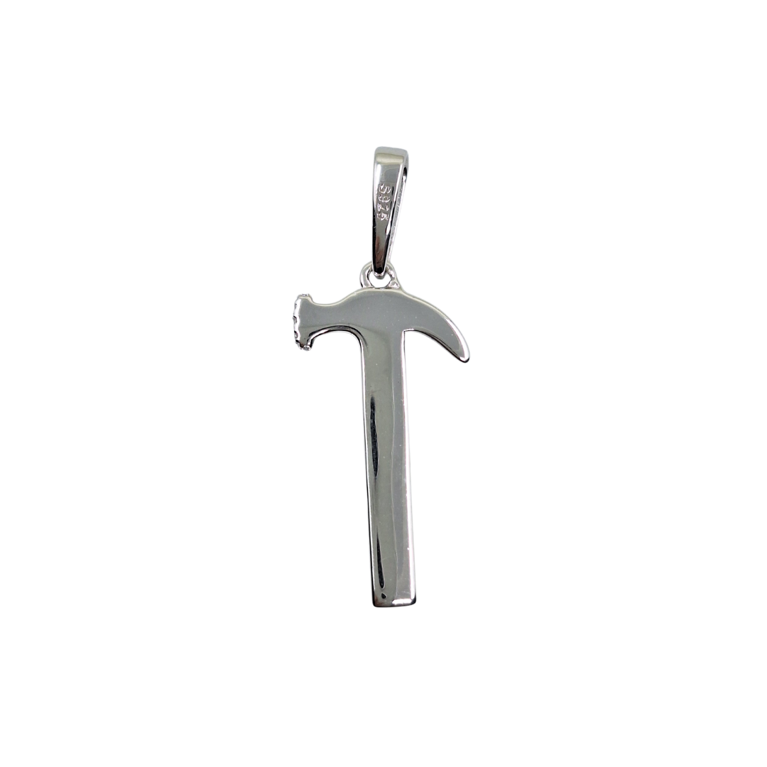 Silver Cubic Zirconia Hammer Pendant