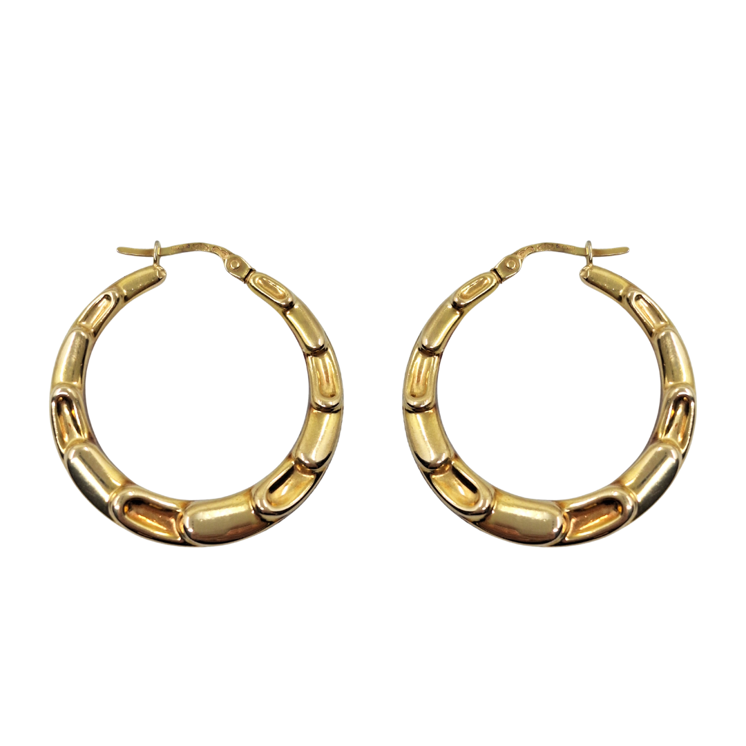 9ct Yellow Gold Fancy Creole Earrings