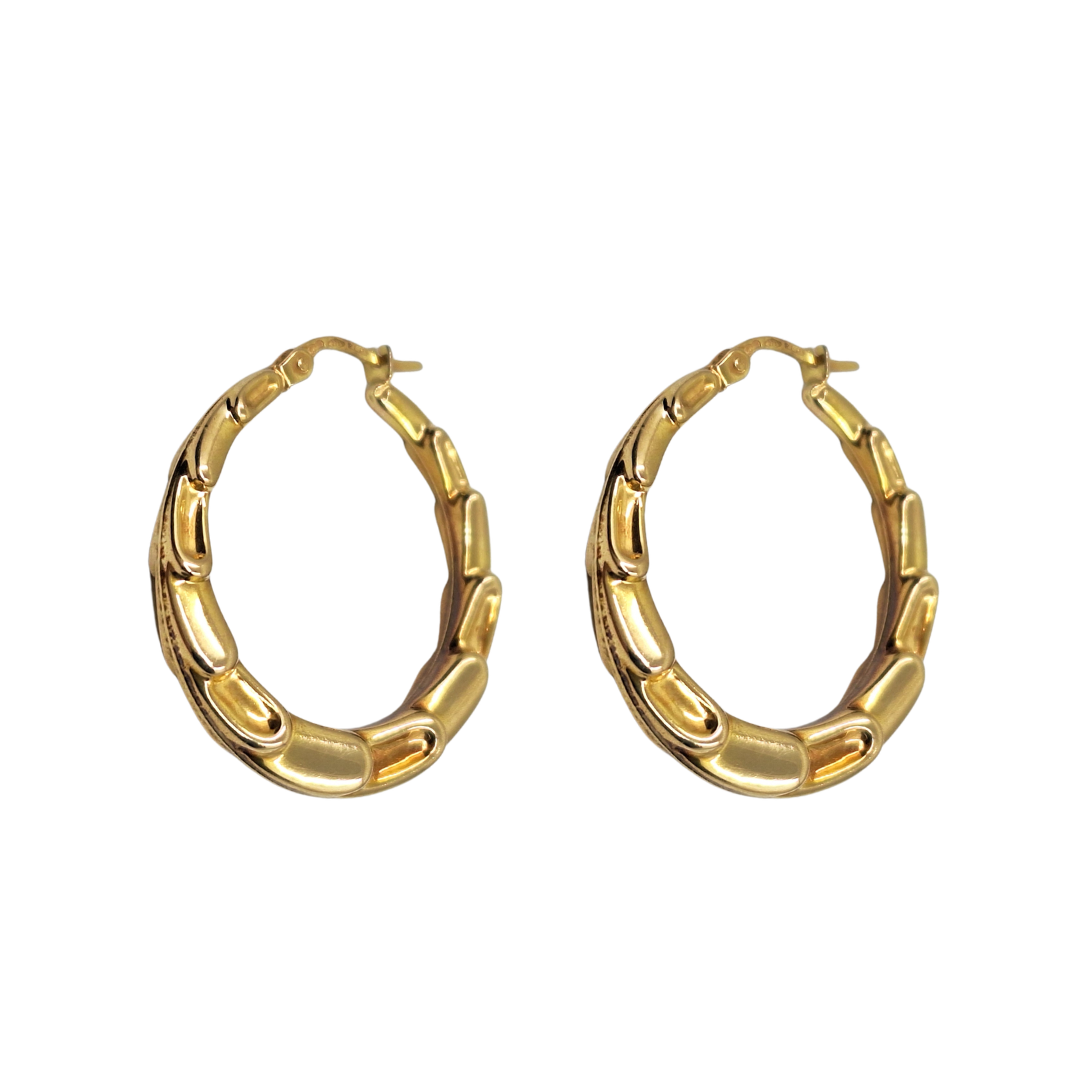 9ct Yellow Gold Fancy Creole Earrings