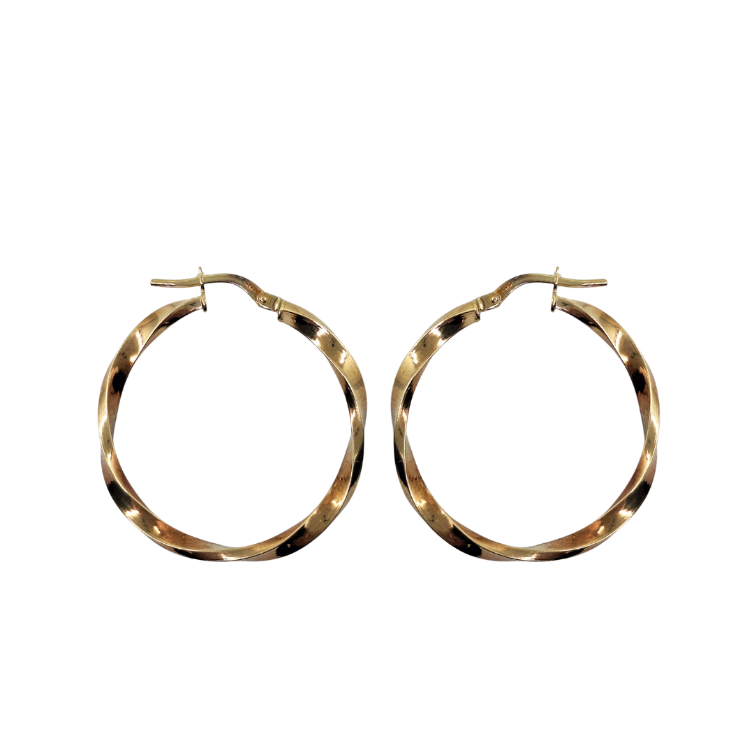 9ct Yellow Gold Twist Creole Earrings