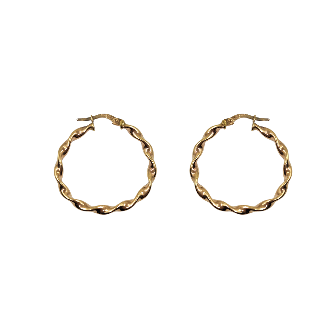9ct Yellow Gold Twist Creole Earrings