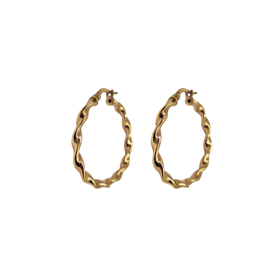 9ct Yellow Gold Twist Creole Earrings