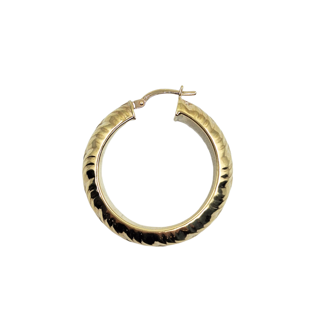 9ct Yellow Gold Patterned Round Creole Earrings
