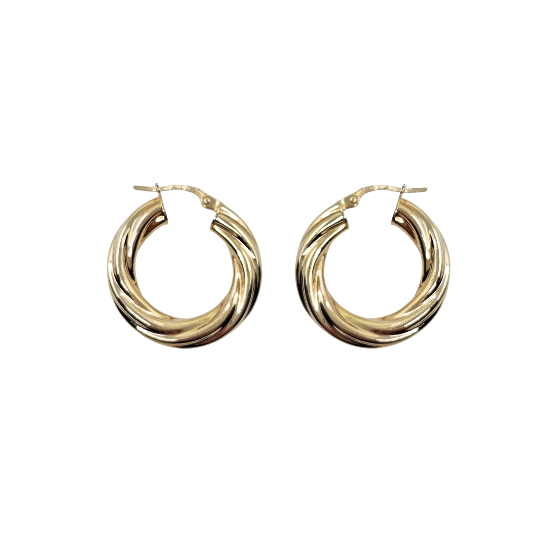 9ct Yellow Gold Twist Creole Earrings