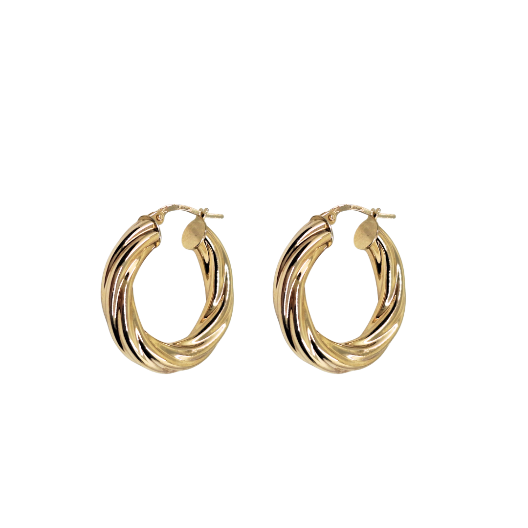 9ct Yellow Gold Twist Creole Earrings