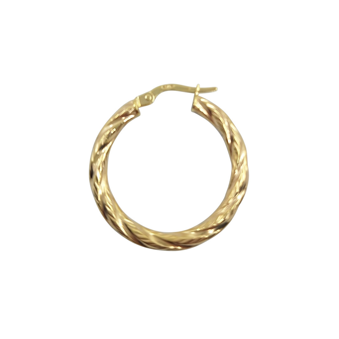 9ct Yellow Gold Round Twist Creole Earrings