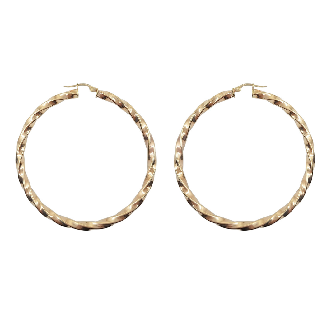 9ct Yellow Gold Twist Creole Earrings
