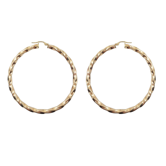 9ct Yellow Gold Twist Creole Earrings