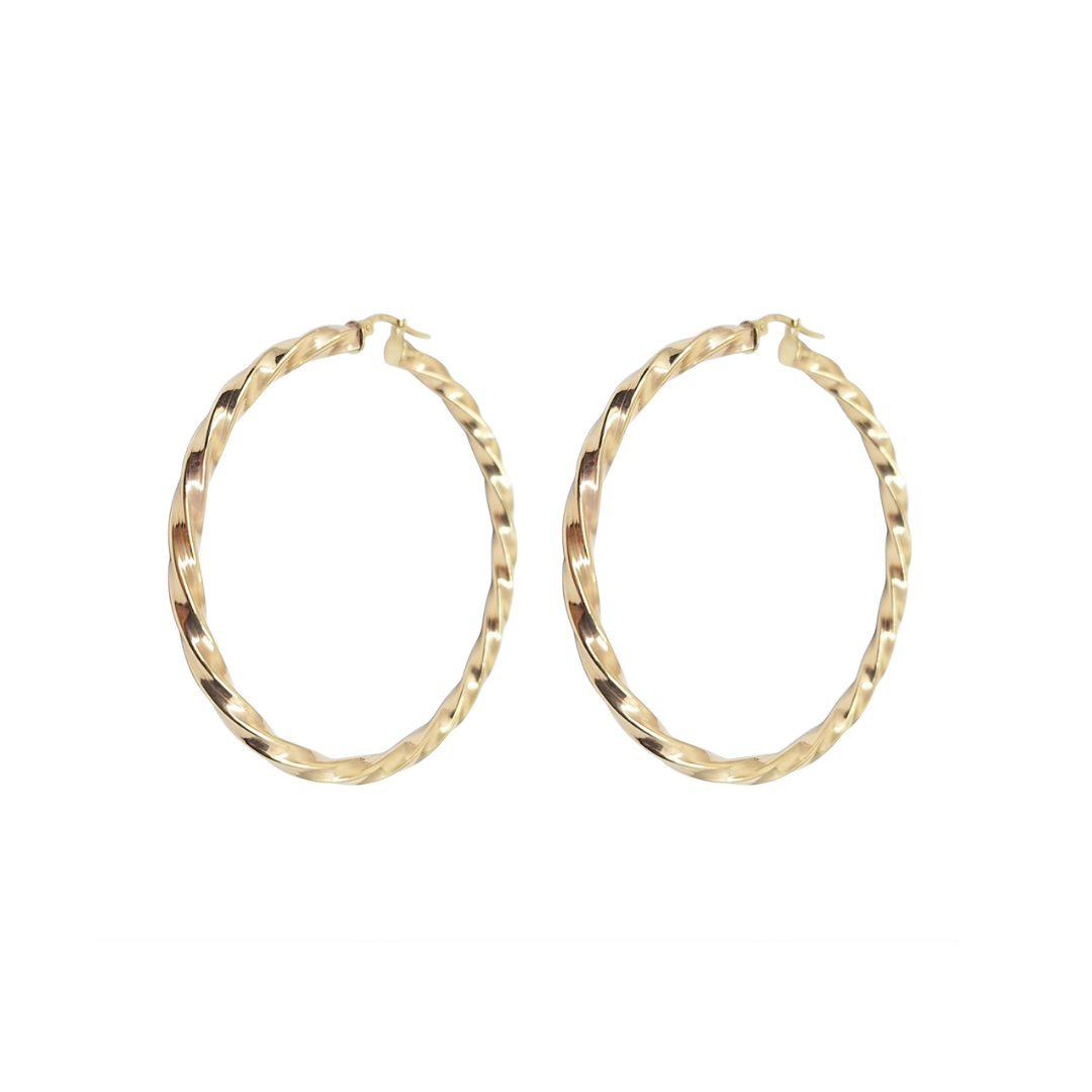 9ct Yellow Gold Twist Creole Earrings