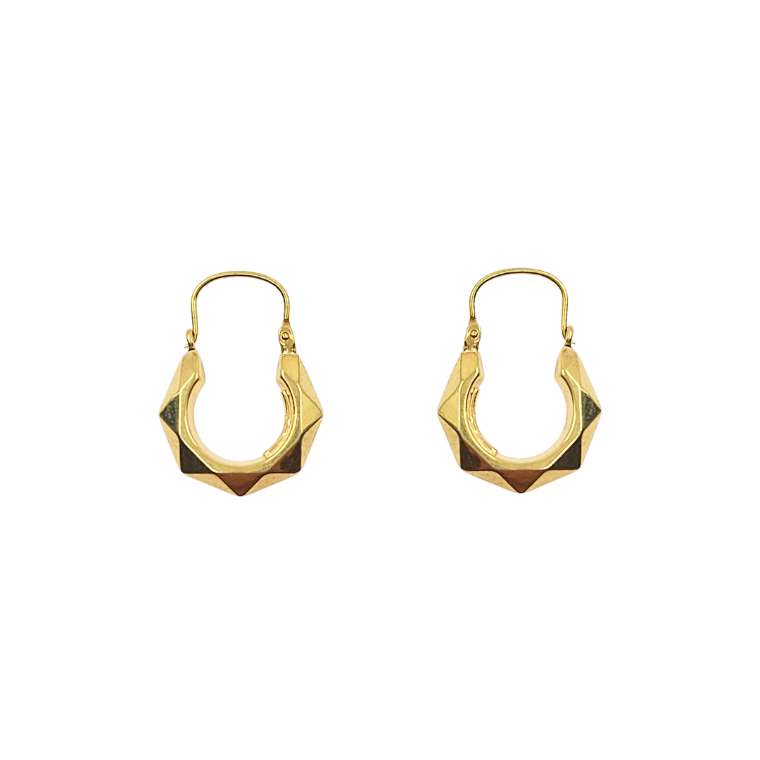 9ct Yellow Gold Diamond Cut Creole Earrings