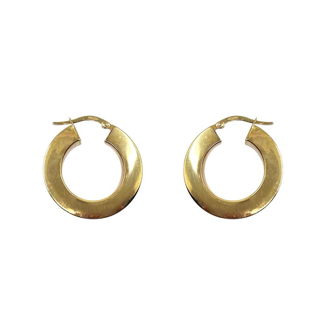 9ct Yellow Gold Plain Round Creole Earrings