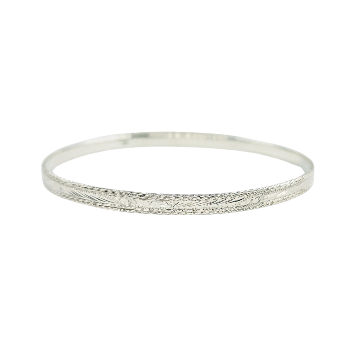 Silver Patterned Slave Bangle