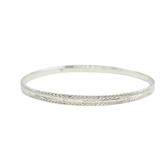 Silver Patterned Slave Bangle