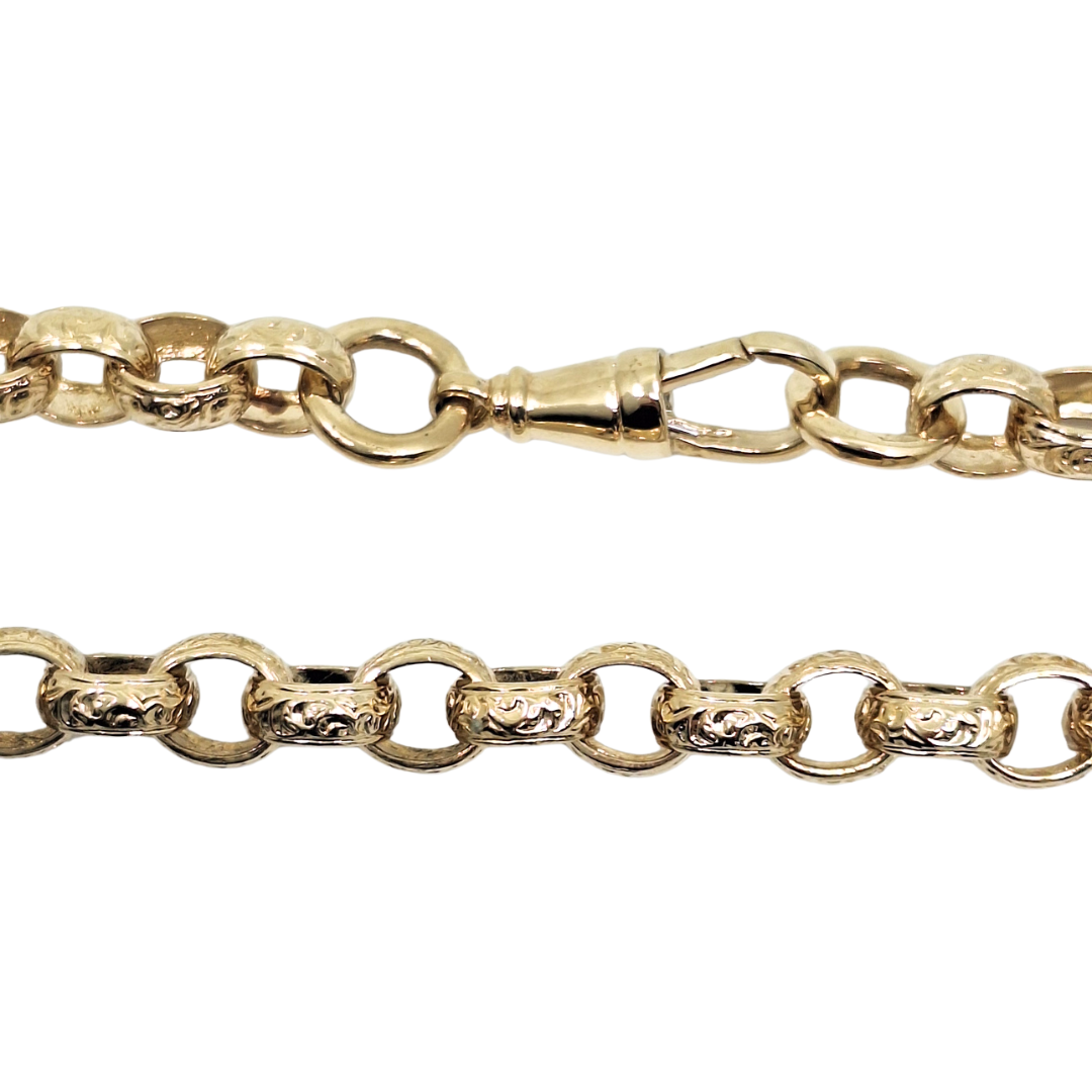 9ct Yellow Gold Patterned Solid Belcher Chain 24"