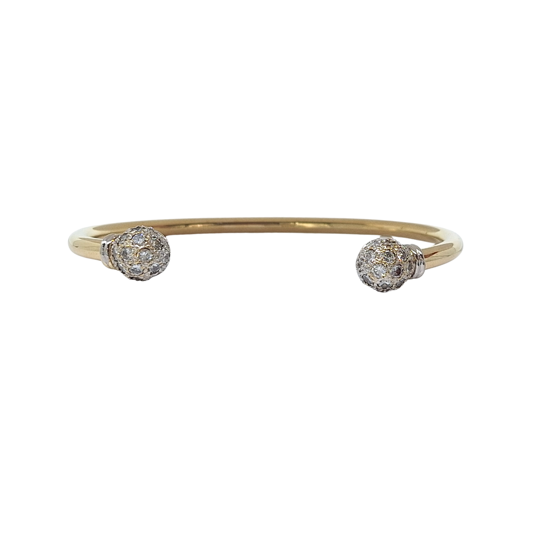 9ct Yellow Gold CZ Torque Bangle