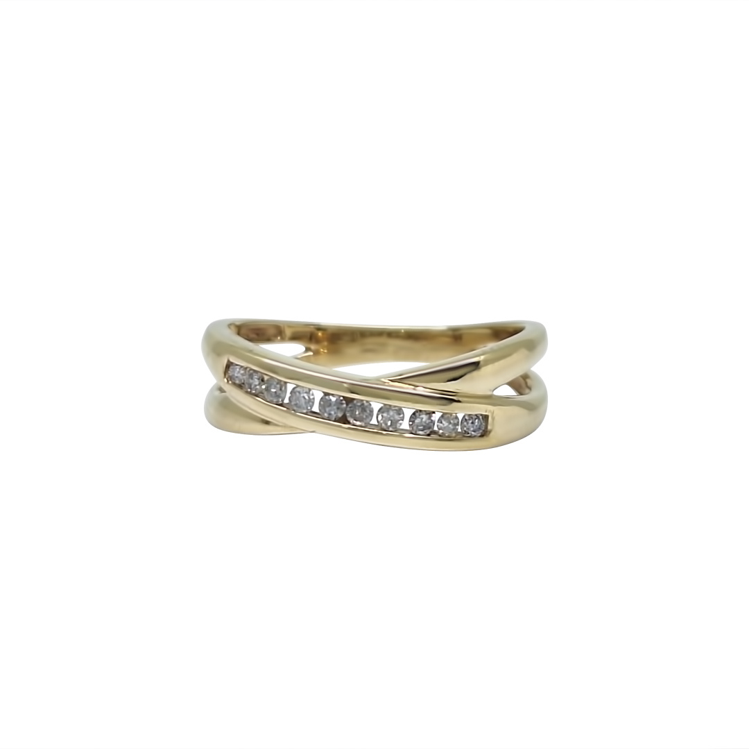 9ct Yellow Gold Diamond Crossover Band Ring