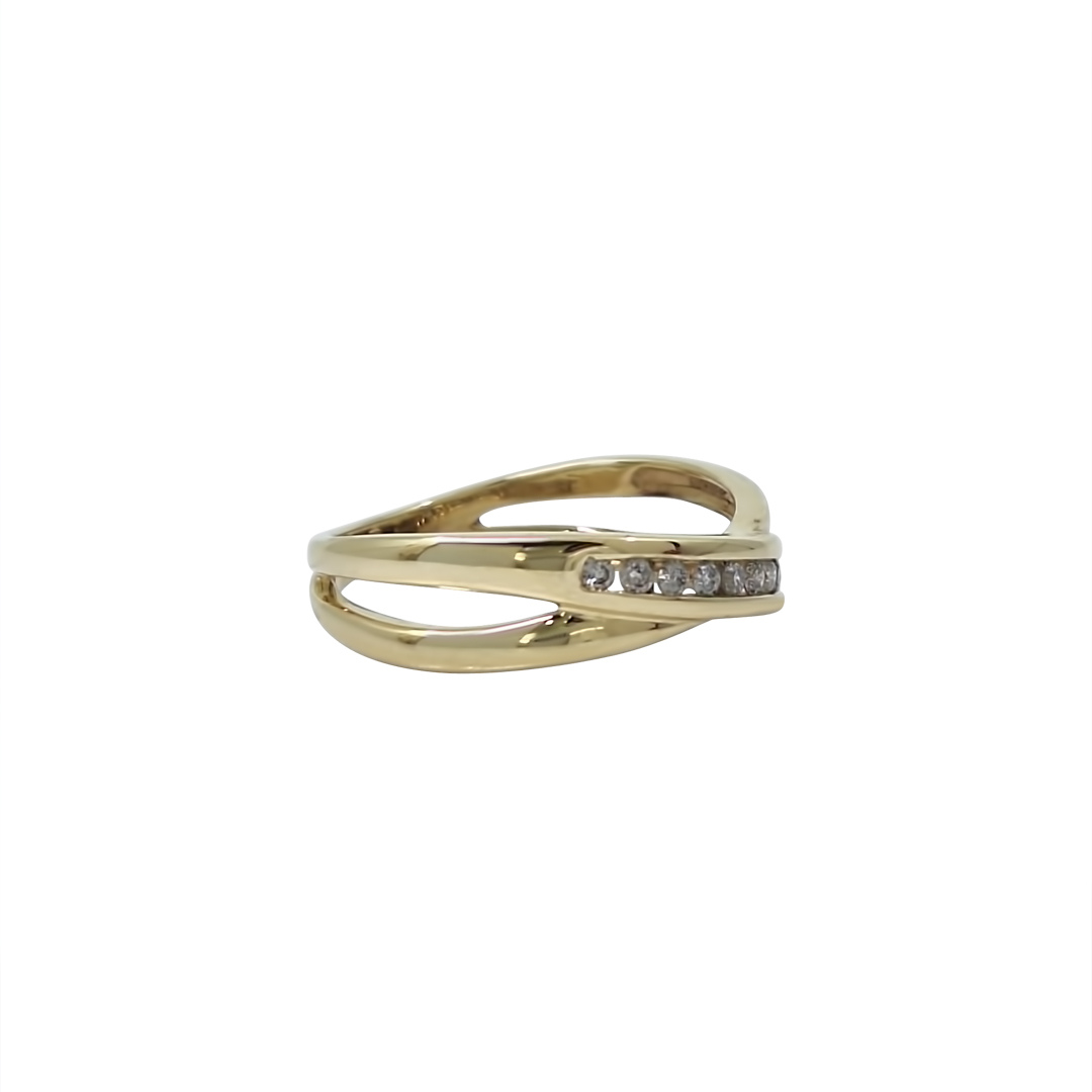 9ct Yellow Gold Diamond Crossover Band Ring