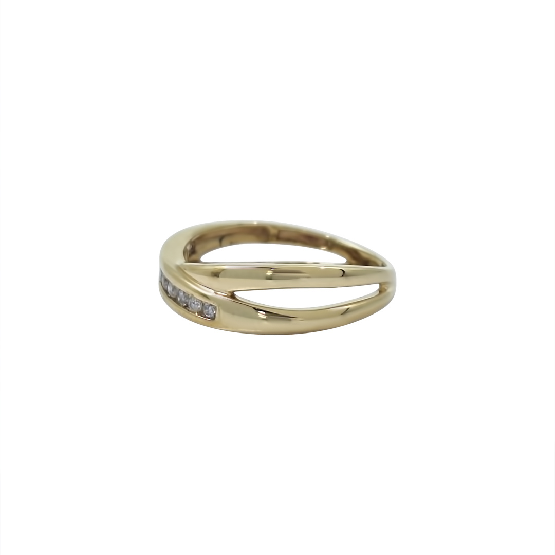 9ct Yellow Gold Diamond Crossover Band Ring