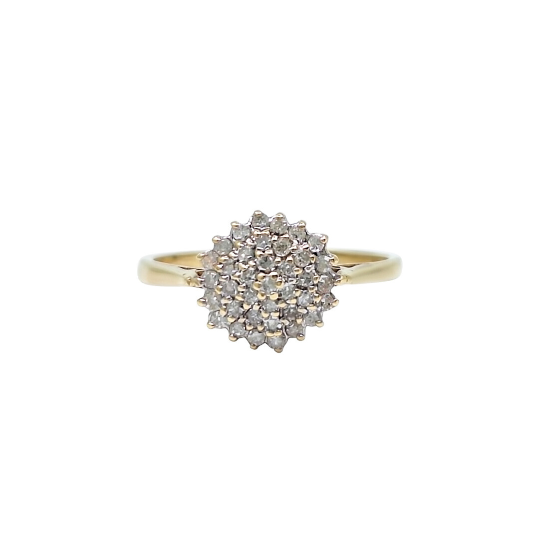 9ct Yellow Gold Diamond Cluster Ring