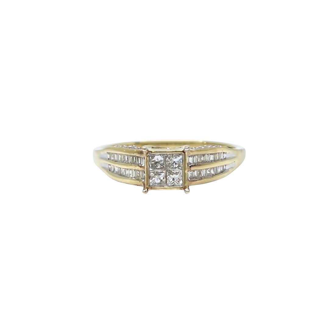 9ct Yellow Gold Diamond Tile Set Ring