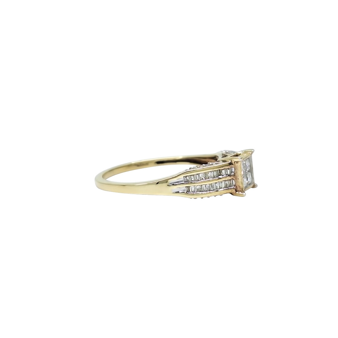 9ct Yellow Gold Diamond Tile Set Ring