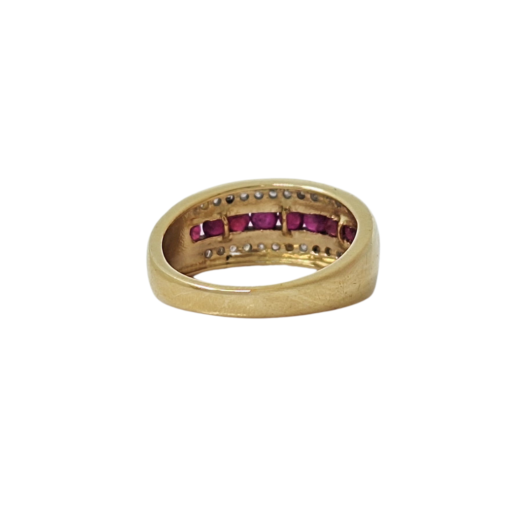 9ct Yellow Gold Ruby & Diamond Band Ring