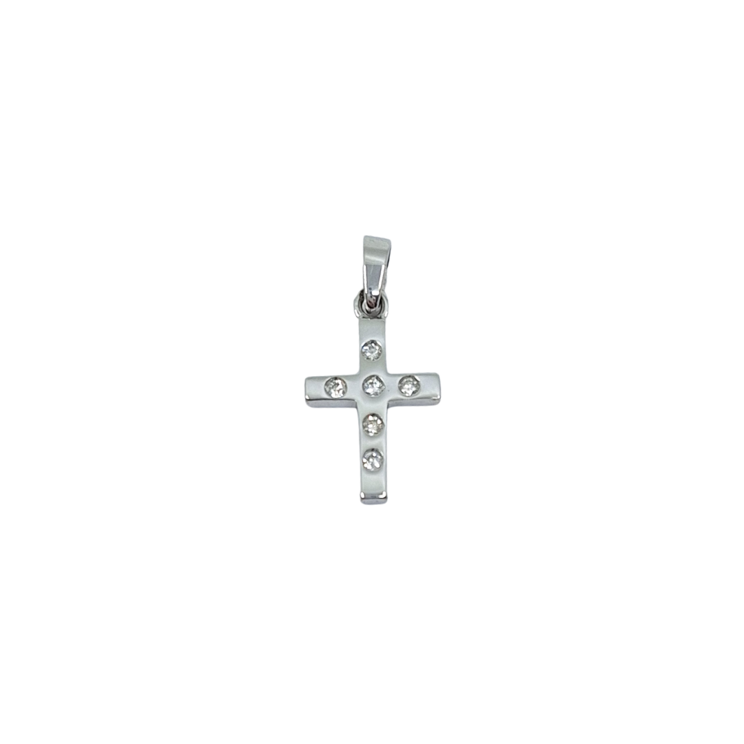 9ct White Gold Diamond Set Cross