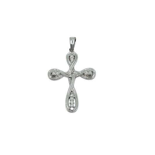 9ct White Gold Diamond Set Cross