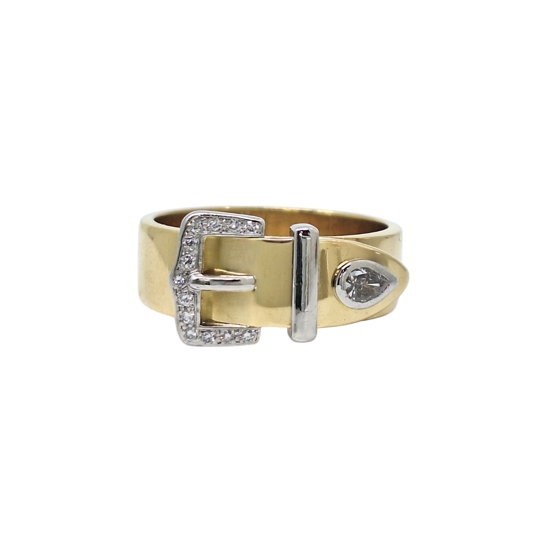 18ct & Platinum Diamond Set Buckle Ring