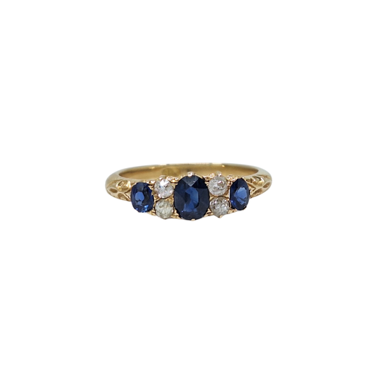 18ct Yellow Gold Sapphire & Diamond Ring