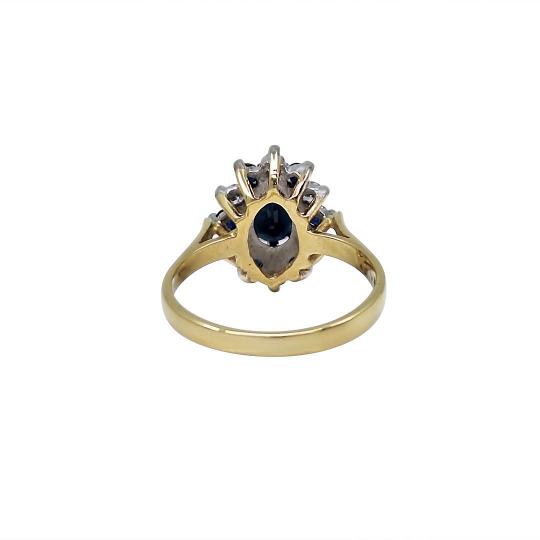 18ct Yellow Gold Sapphire & Diamond Cluster Ring