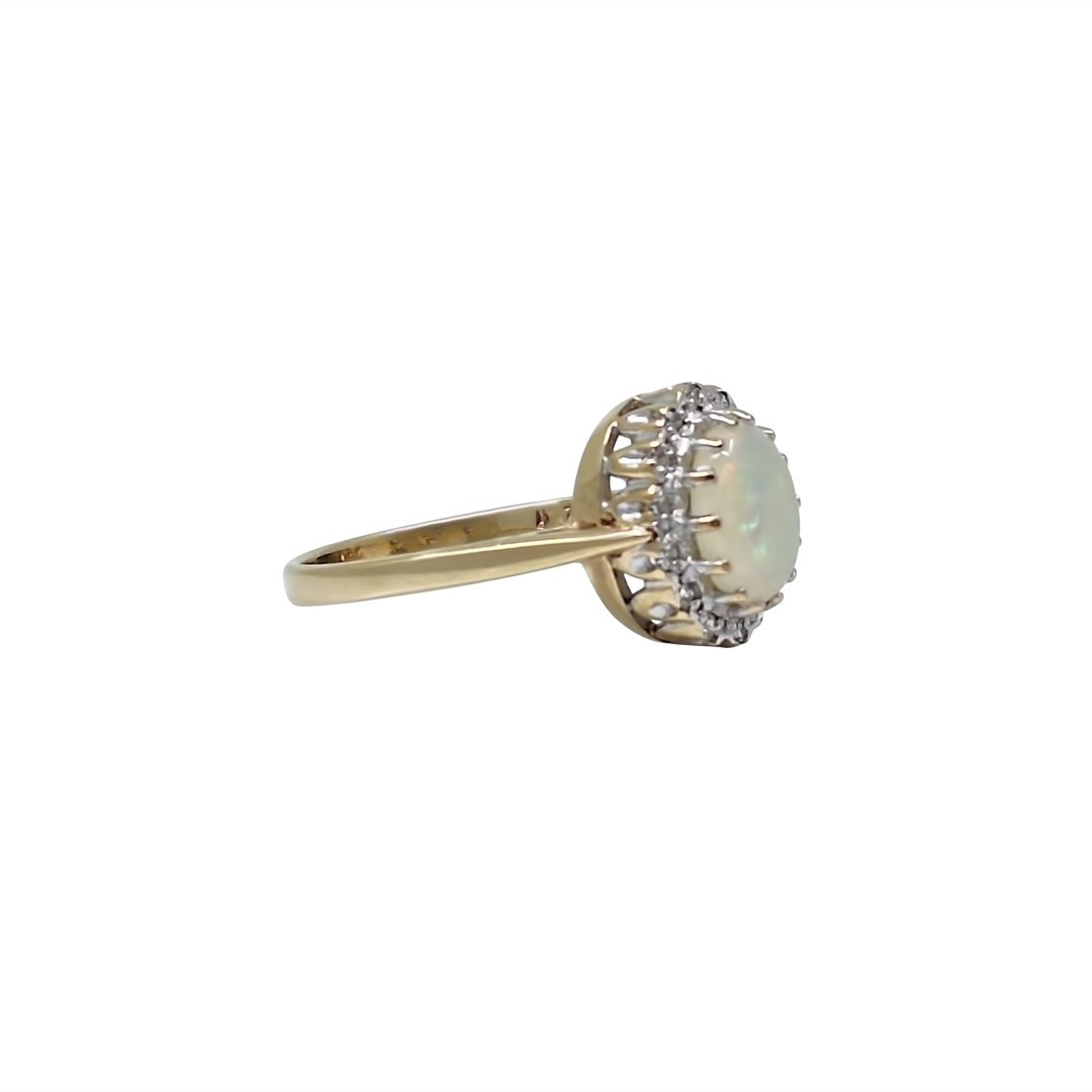 9ct Yellow Gold Opal & Diamond Ring