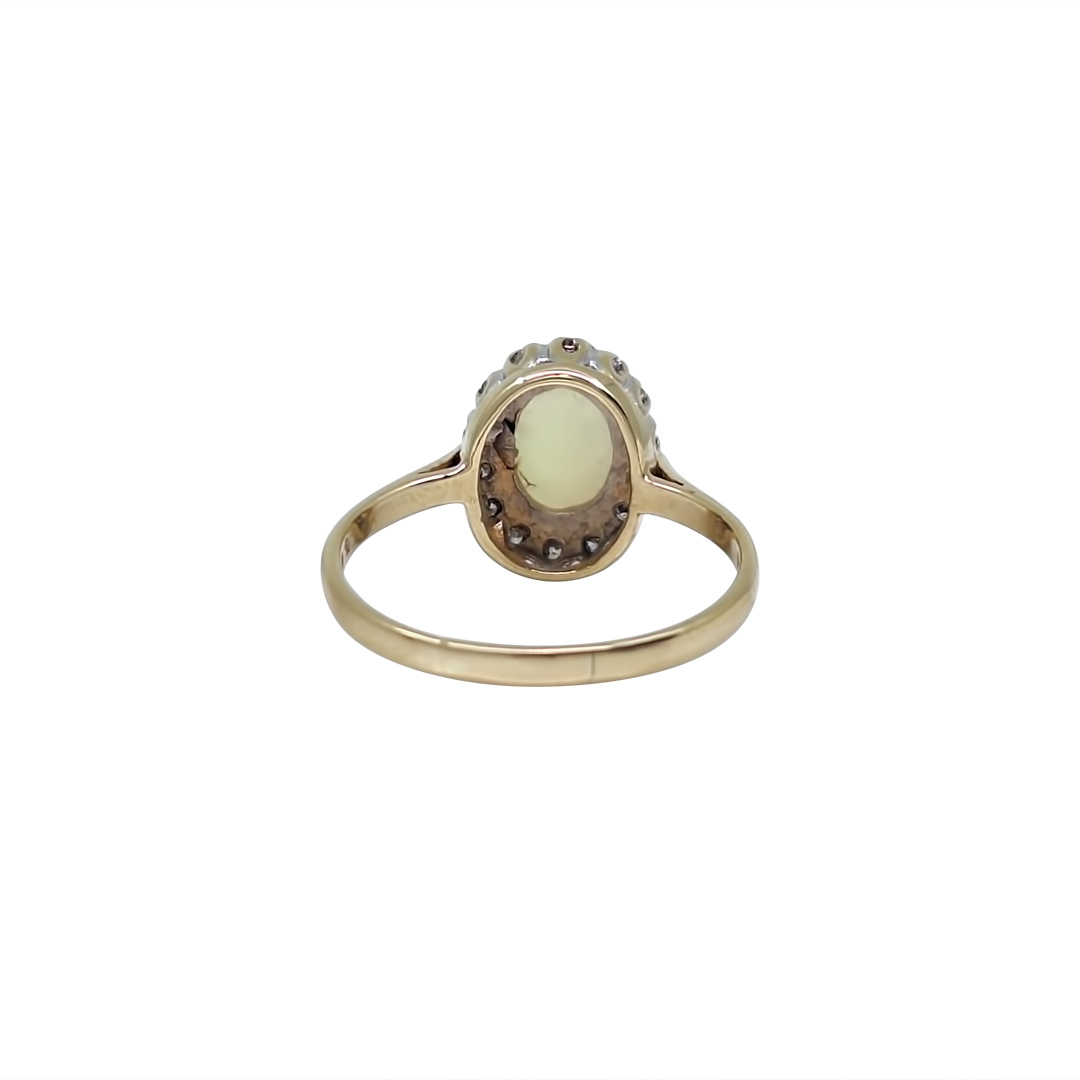 9ct Yellow Gold Opal & Diamond Ring