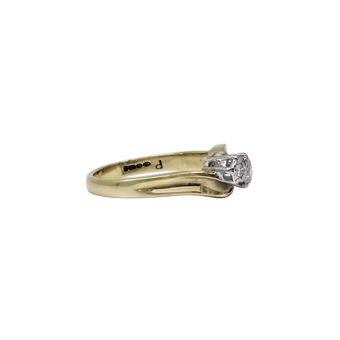 9ct Yellow Gold Three Stone Diamond Illusion Set Ring 0.10ct
