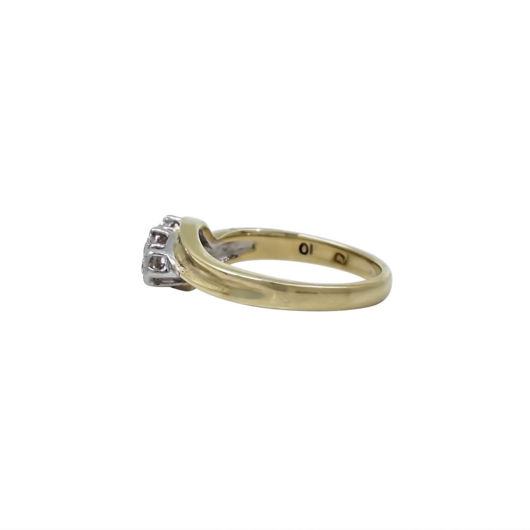 9ct Yellow Gold Three Stone Diamond Illusion Set Ring 0.10ct