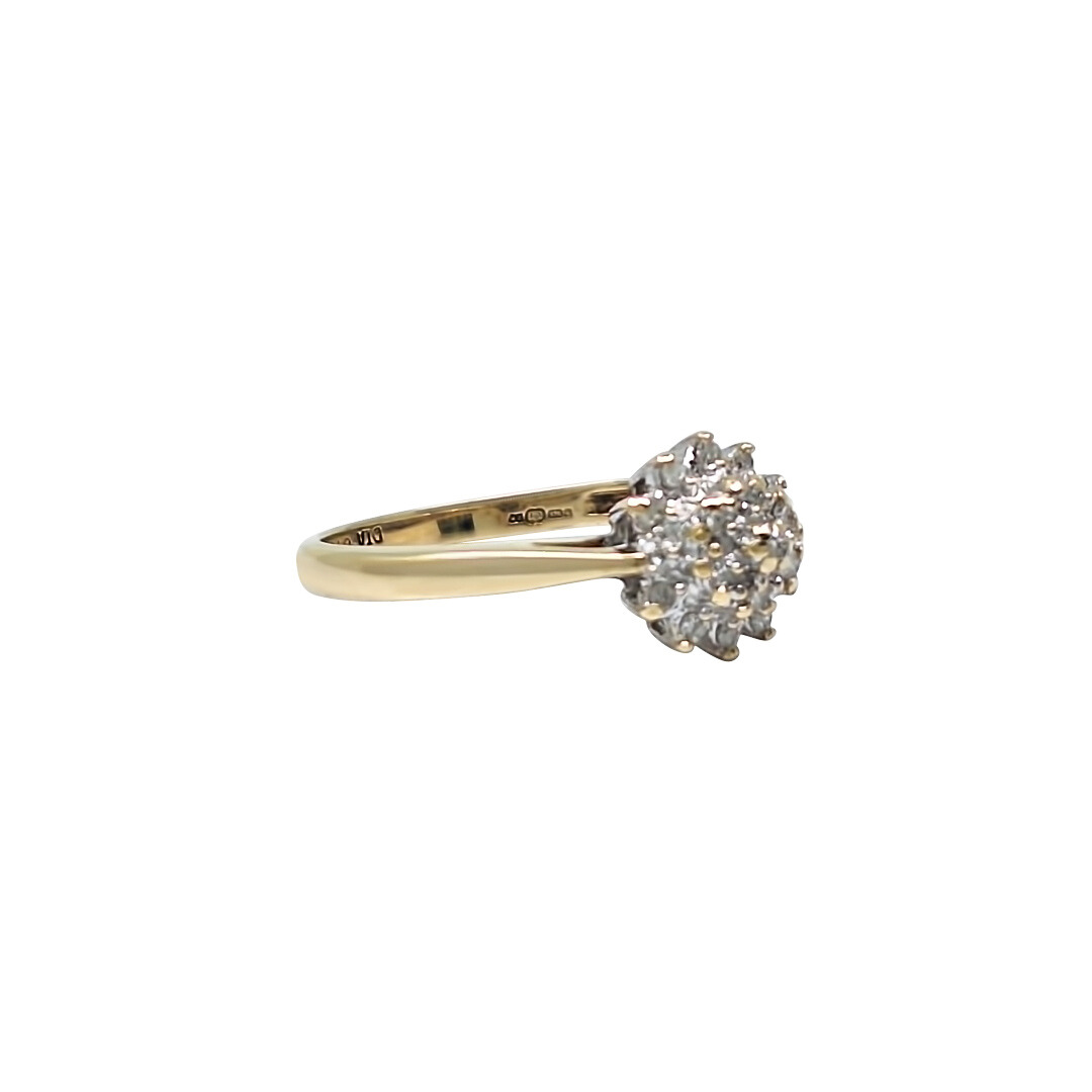 9ct Yellow Gold Diamond Cluster Ring 0.10ct