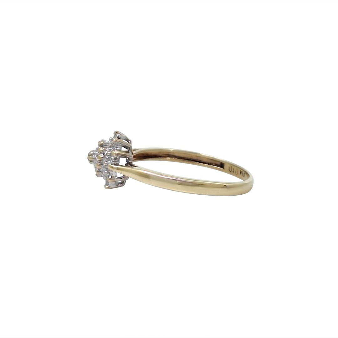 9ct Yellow Gold Diamond Cluster Ring 0.10ct