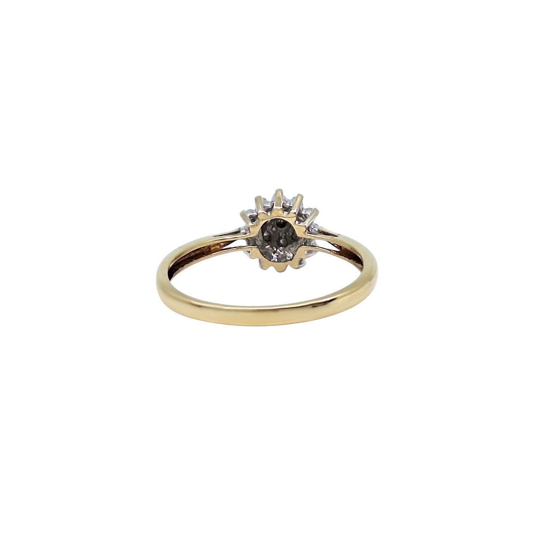 9ct Yellow Gold Diamond Cluster Ring 0.10ct