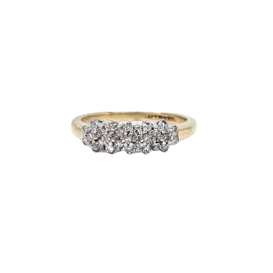 9ct Yellow Gold Diamond Cluster Band Ring