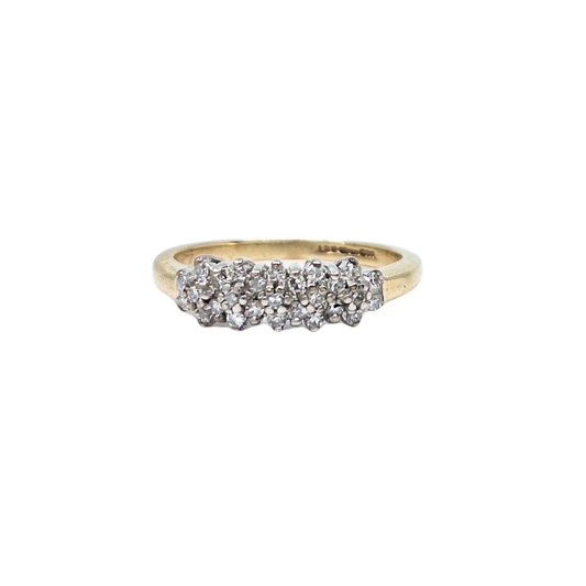 9ct Yellow Gold Diamond Cluster Band Ring
