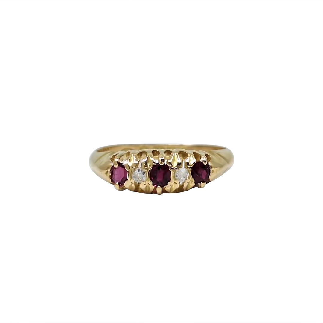 18ct Yellow Gold Ruby & Diamond Ring