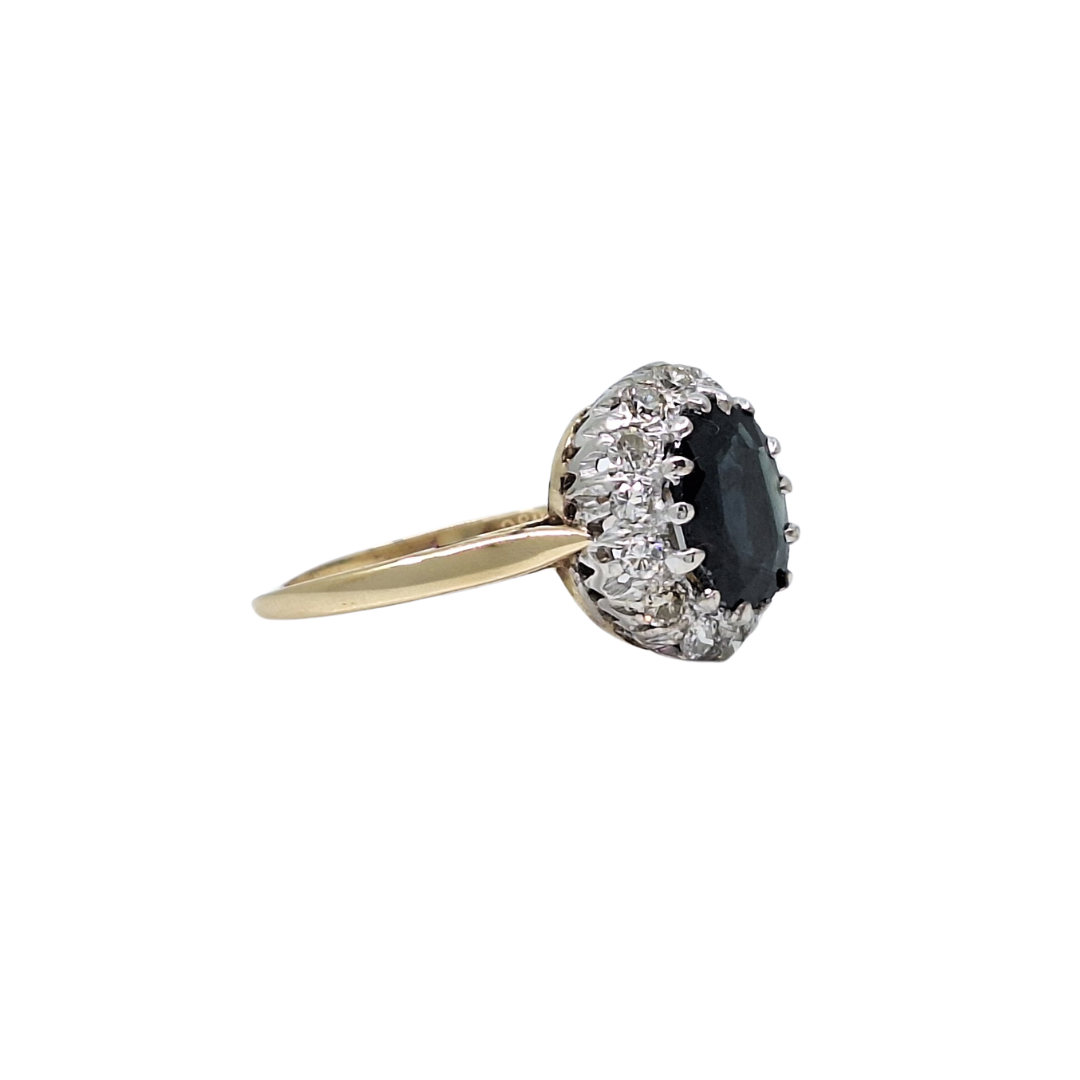 18ct Yellow Gold Sapphire & Diamond Cluster Ring
