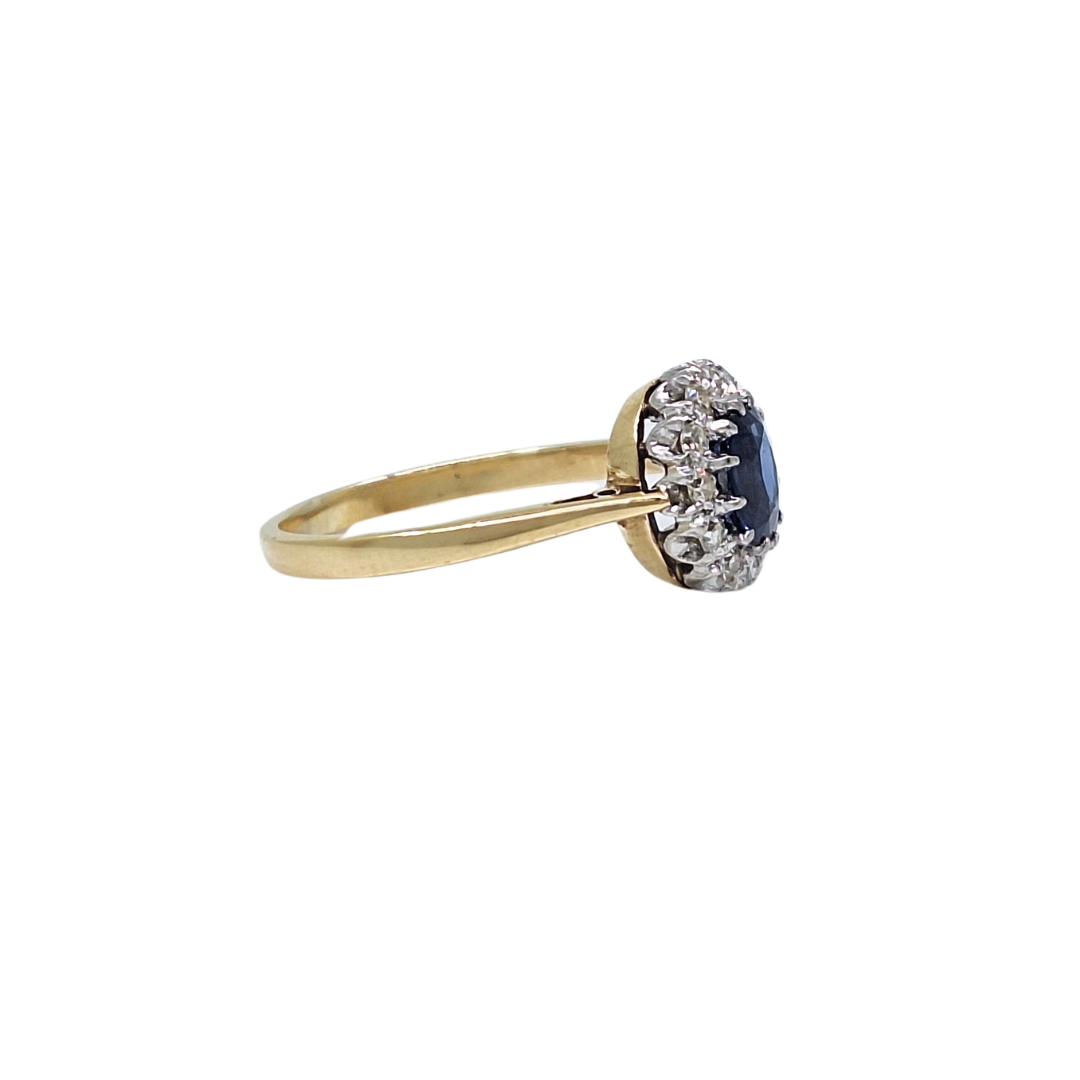 18ct Yellow Gold Sapphire & Diamond Cluster Ring